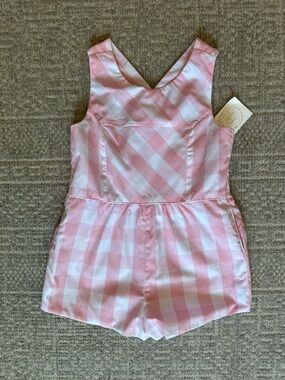 NWT Beaufort Bonnet Company TBBC  pink gingham romper girls size 7 and 8